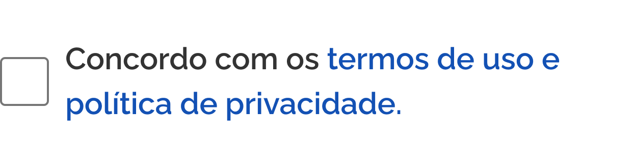 Imagem de um checkbox para aceitar os termos de uso e política de privacidade